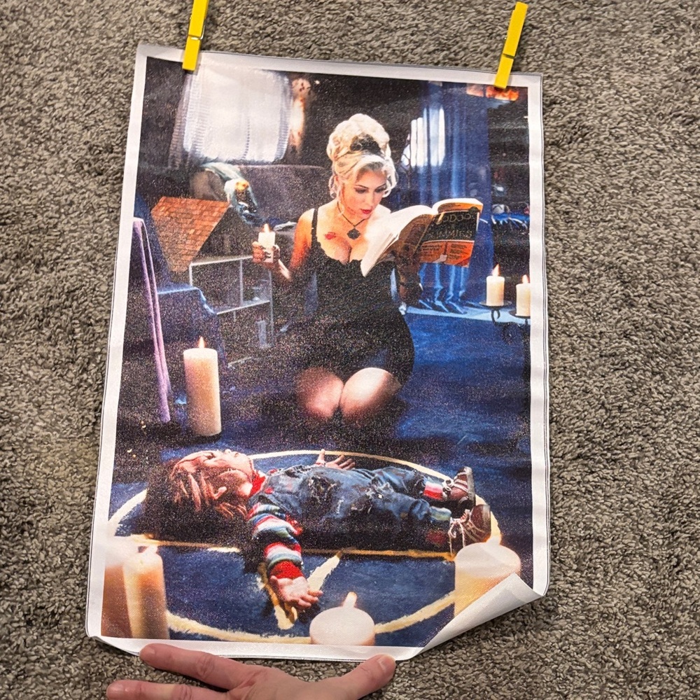 Horror Movie Poster with Doll and Candles